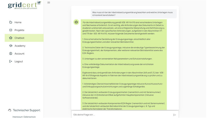 Der Chatbot beantwortet sehr schnell die Fragen der Mitarbeiter bei den Projektierer, die sich mit dem Netzanschluss der Solaranlage beschäftigen. - © CarbonFreed