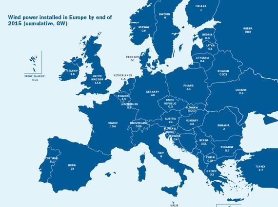 Installierte Windleistung in Europa. - © Grafik: EWEA