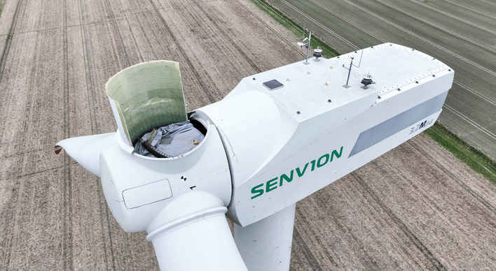 © Foto: Deutsche Windtechnik Senvion-Anlagen stehen speziell im Bereich des Blattlagers unter Beobachtung, damit Risse im frühen Stadium entdeckt werden.