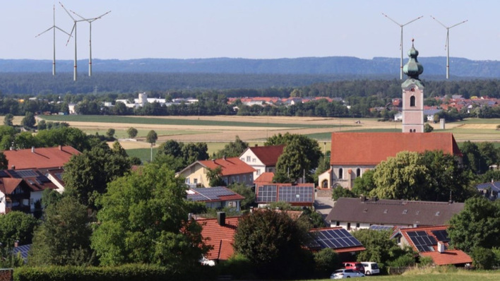 © Qair Simulation des Windparks Altötting aus Kirchturmsperspektive von Mehring aus